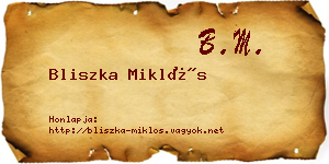 Bliszka Miklós névjegykártya